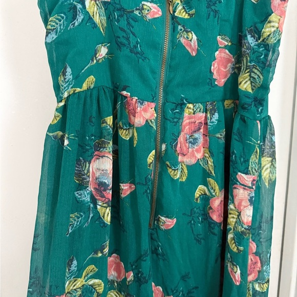 Teal Green Floral Maxi Dress - Picture 5 of 7